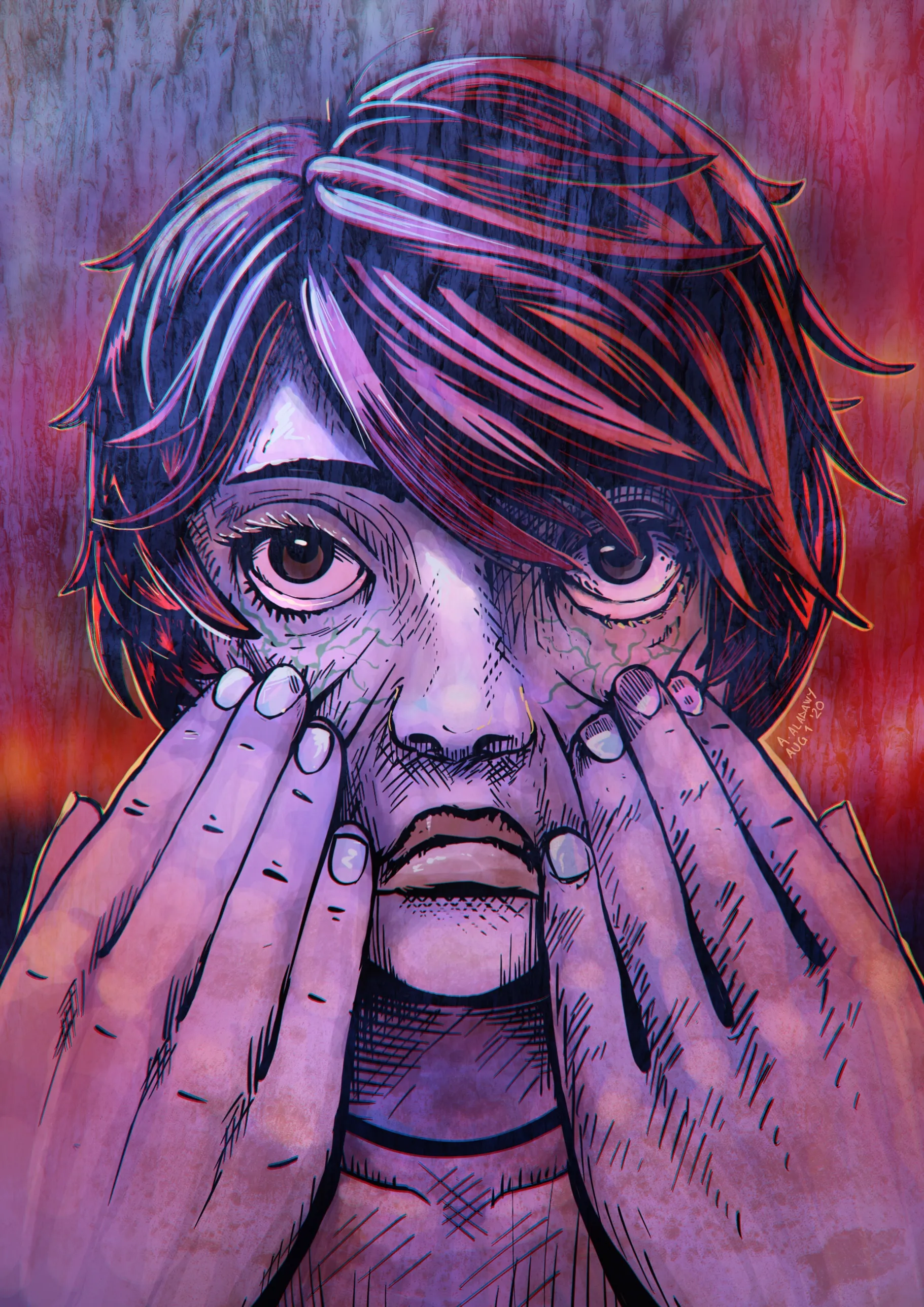 Hands on face