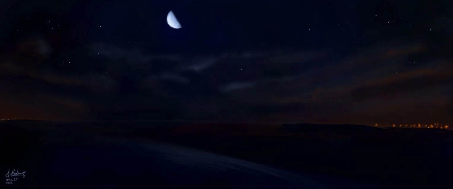 Moonlit desert scene